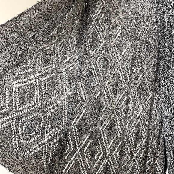 Diamond Pattern Gray Open Front Cardigan Size Large - Picture 5 of 8